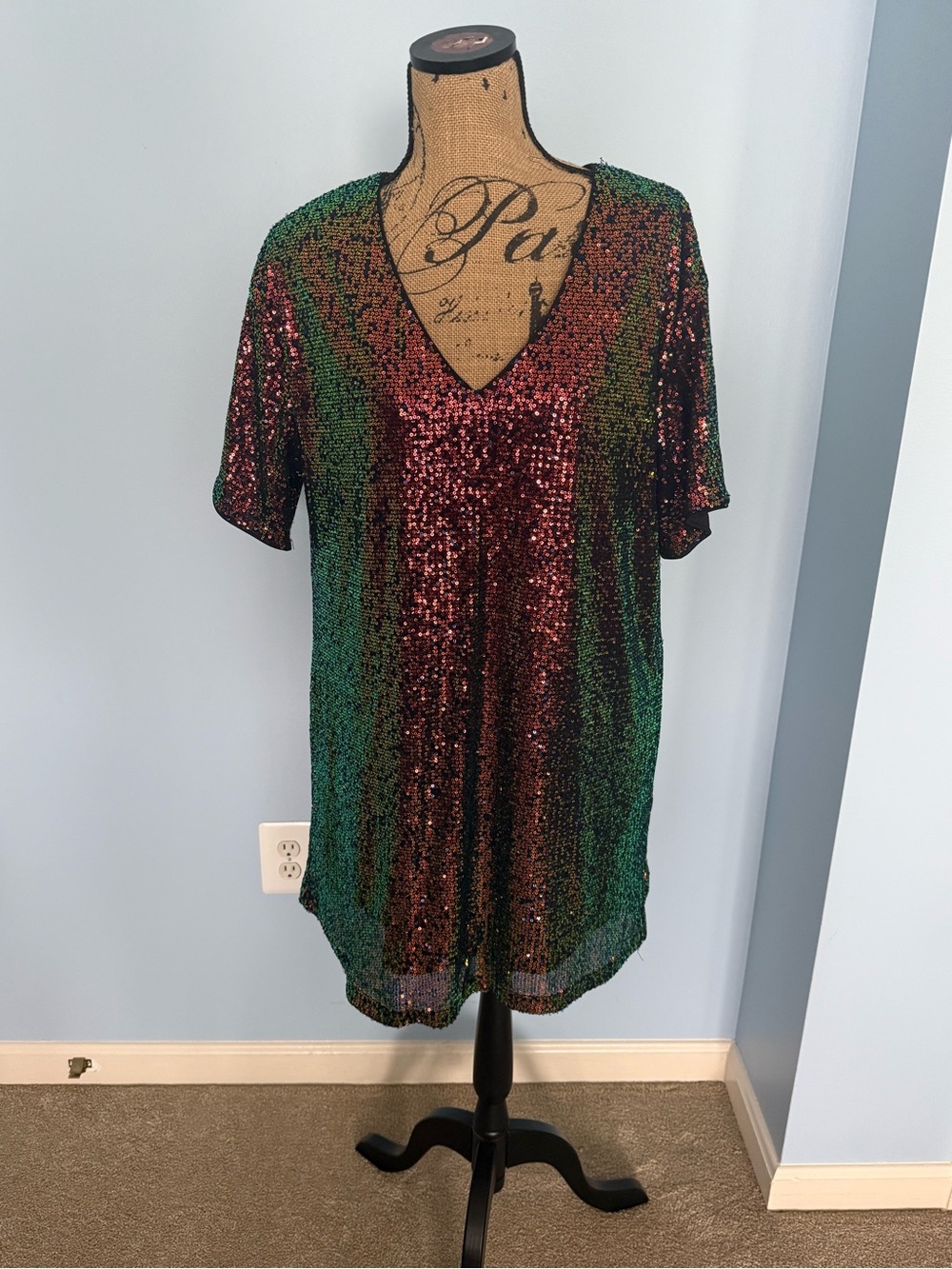 Sequin Shift Dress in Multicolor